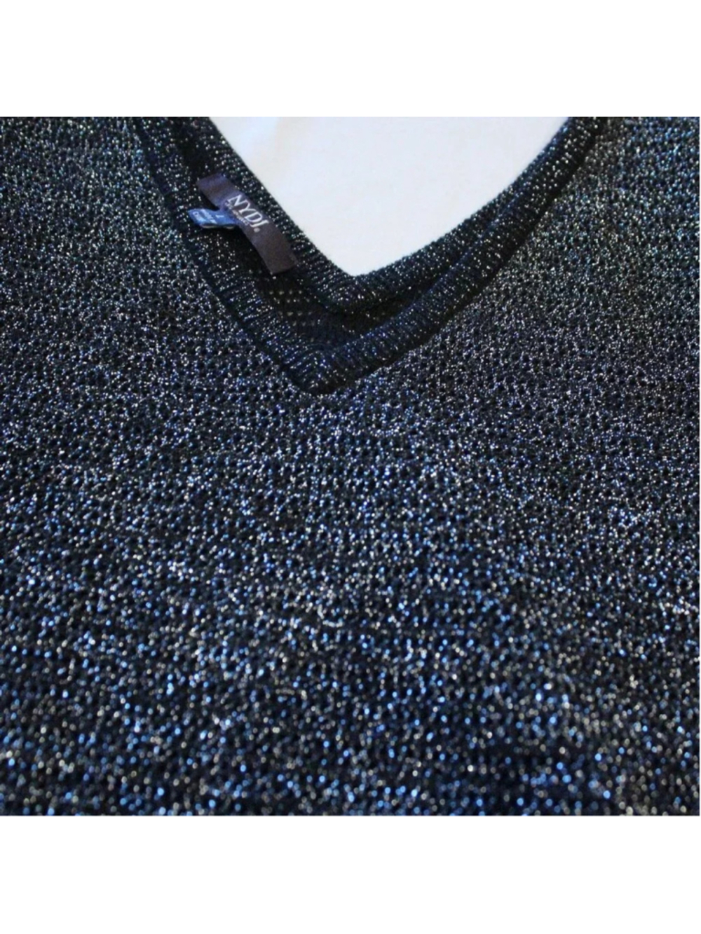 NYDJ Metallic Double V-Neck Sweater L - Picture 5 of 8